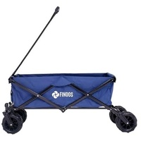 FINOOS Bollerwagen Faltbar 120KG, Faltbarer Handwagen Transportwagen Breite Reifen - Räder Teleskopstange, Offroad Bollerwagen Alle Gelände (Dunkel Blau)