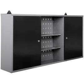 Ondis24 Hängeschrank Metall 120 cm x 60 cm x 20 cm grau/schwarz 2-türig abschließbar