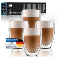 ANWA® 4 Doppelwandige Thermogläser (350ml Volumen) - Kaffeegläser - Cappuccino Gläser - Latte Macchiato Gläser