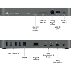 OWC 14-Port Thunderbolt 3 Dock mit Kabel - Grau