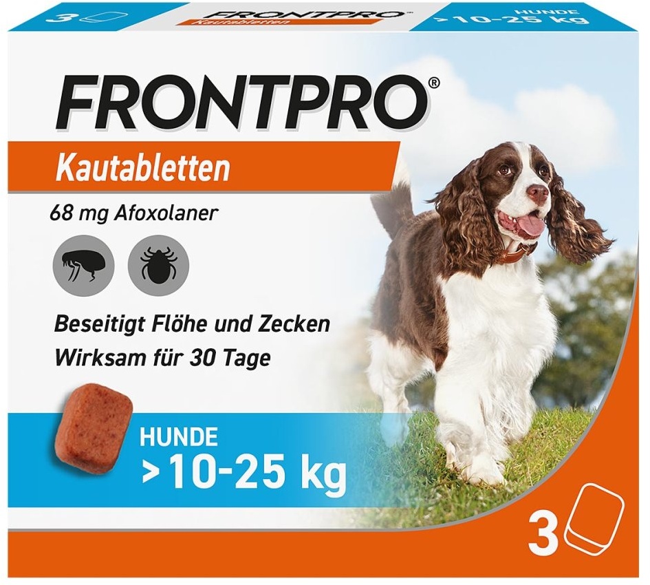 Frontpro Kautabletten gegen Zecken und Flöhe für Hunde >10-25 kg