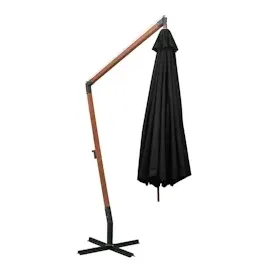 vidaXL Ampelschirm mit Mast 3,5 x 2,9 m Massivholz Tanne schwarz 313772