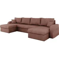 MIRJAN24 Ecksofa Kris U Cord, Stilvoll Eckcouch mit Bettkasten und Schlaffunktion, U-Form Schlafsofa (Farbe: Poso 29) - Rosa