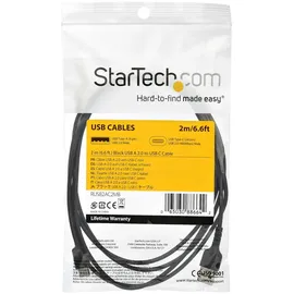 Startech StarTech.com 2m USB-A auf USB-C Ladekabel - USB 2.0 to USB C Cable - Black - Aramid Fiber - Thunderbolt