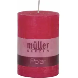 Müller Kerzen Polar Stumpenkerzen 100/68 mm, Raureif-Effekt 5461007251 , 1 Packung = 4 Stück, fraise