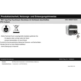 REV Ritter REV AquaTop, Feuchtraumsteckdose, IP44