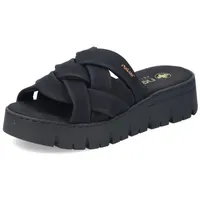 Rieker Pantolette, Plateau, Sommerschuh, Schlappen mit weicher Textil-Innensohle, schwarz