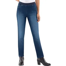 Schlupfjeans INSPIRATIONEN, Damen, Gr. 225, Extrakurzgrößen, blau (dunkelblau), 78% Baumwolle, 20% Polyester, 2% Elasthan, unifarben, lang, Jeans