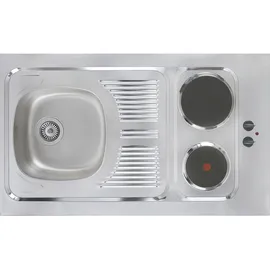 Respekta Schrankküche grau Weiß - Pantryauflage mit Geräte B: ca. 104 cm