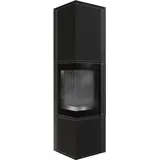 Kaminofen aus Stahl KRATKI TORA/L 8 kW Ø 150 Quarzsinter Nero Assoluto schwarz Verkleidung mit Türfeder - Schwarz