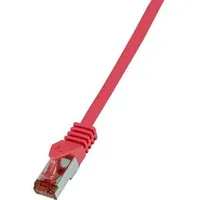 Logilink PrimeLine Patchkabel CAT 6 S/FTP 0.25m, Pink Flammwidrig, mit Rastnasensch