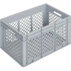 Lockweiler Transportbehälter L600xB400xH340mm grau PP Durchfassgr.Seitenwände durchbrochen
