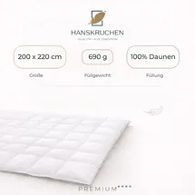 HANSKRUCHEN GmbH Hanskruchen® Daunendecke 155x220 cm Leicht waschbar Allergiker Bettdecke Daunen 100% atmungsaktiv Kassettendecke weiß - Weiß