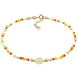 Elli Peace Frieden Symbol Glas Beads Bunt 925 Silber goldfarben Damen