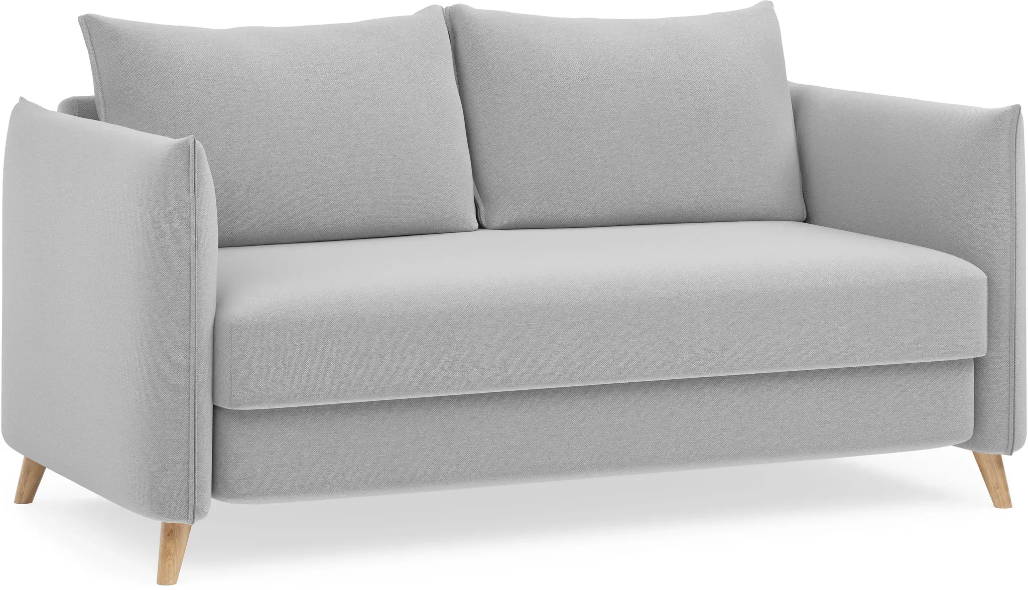 BRUNO Schlafsofa 140cm in Hellgrau | stabiles Massivholz & Boxspringkomfort