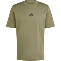 Adidas Herren Essentials SMALL Logo Single Jersey Tee, Olive strata/Black, S