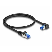 DeLock 80221 RJ45 Patchkabel CAT 6a S/FTP gerade/rechts gewinkelt 0,5m Schwarz Marke
