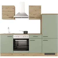 Flex-Well Exclusiv Küche 1706-002 Cara 220 cm Schilfgrün matt - Artisan Eiche