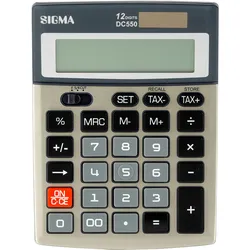 SIGMA Taschenrechner DC550, Metall/Kunststoff,  10.3 x 13.6 cm, 12-stelliges Display, grau