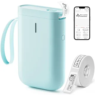 Niimbot D11 Etikettendrucker Tragbarer Aufkleberdrucker, Wireless-Technologie und 1 Rolle Starter-Etikettenpapier für Heim- und Büroorganisation (Grün)