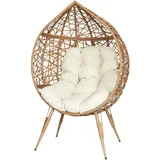 HOME DECO FACTORY The Sessel, Ei, aus Polyrattan, Kissen aus Stoff, Beige, Länge 100 cm, Braun, Einheitsgröße