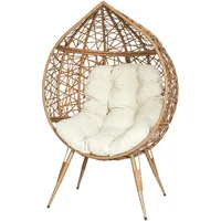 HOME DECO FACTORY The Sessel, Ei, aus Polyrattan, Kissen aus Stoff, Beige, Länge 100 cm, Braun, Einheitsgröße