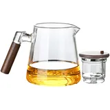 Enchantipot – Press Enchanti Teekanne – Teekanne Glas 750 ml Teekanne mit Holzgriff Teekanne für losen Tee