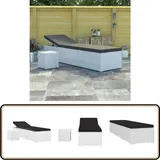 Sonnenliege Mit Auflage Und Teetisch Poly Rattan Weiß - Sonnenliege - Gartenliege - Poolliege - Rattan Möbel - Outdoor Möbel