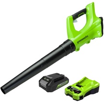Greenworks G24ABK2 Axial Akku Laubbläser, 156 km/h, 4,27 m3/min, 24V 2Ah Batterie & Ladegerät,