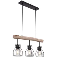 ETC Shop Retro Pendel Decken Leuchte Holz Balken FERNBEDIENUNG