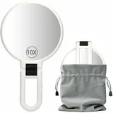 10x/1x Doppelseitiger Vergrößerungsspiegel Mit Ständer, Handvergrößerungsspiegel Für Make-up, Mitesser, Mitesser (13cm, 10x/1x, Silber)