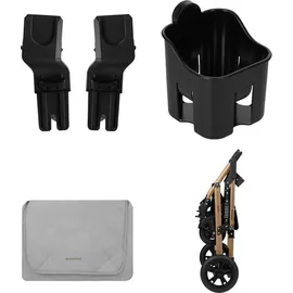 KIKKABOO Kombikinderwagen Amaia 3in1 i-Size Babyschale umbaubar Federung Tasche grau