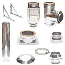 ASTEC Edelstahlschornstein Bausatz doppelwandig DN 113 mm Edelstahl 11,3 m Wandabstand transparent/weiß