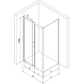 Mexen Apia Duschabtrennung mit Schiebetür 90 x 190 cm 840-090-070-70-00