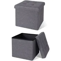 tavora Sitzhocker faltbar Leinen 38 x 38 x 38 cm Grau