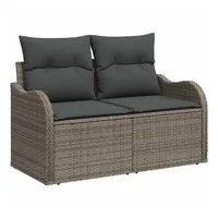 vidaXL Gartensofa mit Kissen Grau 121 x 62 x 69cm Poly-Rattan