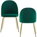 KADIMA DESIGN Design Esszimmerstuhl 2er Set Samt Gepolstert, Küchenstuhl Stoff mit goldenen Beinen, Schalenstuhl Skandinavisch, Polsterstuhl mit