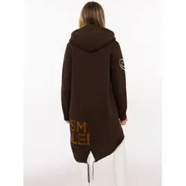 Zwillingsherz Kurzmantel "Alissa Shiny", Damen, Gr. S/M, braun, Sweatware, Obermaterial: 50% Baumwolle, 50% Polyester, bedruckt, bestickt, unifarben, bequem ca.