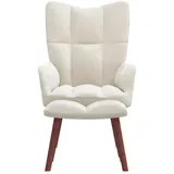 vidaXL Relaxsessel mit Hocker Cremeweiß Samt
