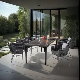 Tectake tectake® Stuhlset, Geflecht im Rope-Design, abnehmbare Polyesterbezüge, 60 x 61 x 77 cm