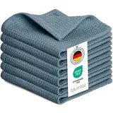 Blumtal Blumtal® Geschirrtücher 30x30 cm im 6er Set - Geschirrtücher Baumwolle 100% - Küchentücher bei 60 °C waschbar - Küchentuch - Putzlappen Baumwolle - Spüllappen waschbar - Abtrockentücher Küche in blau