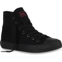Mytrendshoe Damen High Top Sneakers Sportschuhe Kult Schnürer 94589, Farbe: Schwarz Schwarz Lucky, Größe: 36 - Schwarz - 36