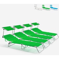 4er Set Strandliegen Liegestühle Sonnenliegen Klappbar aus Aluminium Cancun