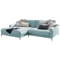 KAWOLA Ecksofa Cara Cord Recamiere links hellblau