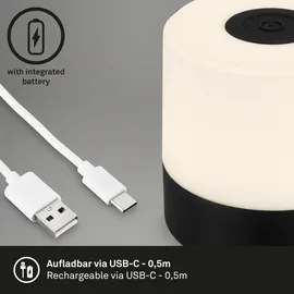 Brilo Akku-Tischleuchte Smal Schwarz 2W