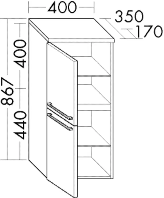 Burgbad Halbhochschrank Bel Thermo 867x400x355 Marone Dekor Trüffel, UHBH040LF2070 UHBH040LF2070