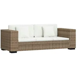 vidaXL 3-Sitzer Sofa Echtes Rattan