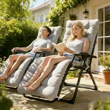 Yigowyigo Liegenauflage, Auflage Gartenliege 170x53x8 cm, Atmungsaktiv Schaukelstuhl Auflage, Gartenstuhlauflagen mit Einstellband für Sonnenliege, Deckchair Gartenmöbel (2, Grau)