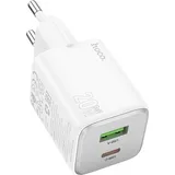 Netz-Ladegerät Ladeadapter 2 Anschlüsse USB-A, USB-C 20 W GaN-Schnellladegerät Weiß - Weiß