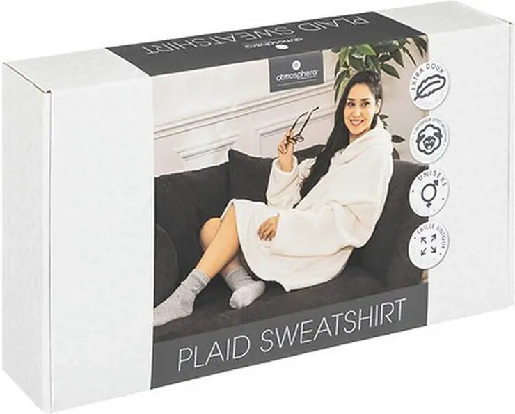 Atmosphera Plaid Sweat Bouclette Elfenbein